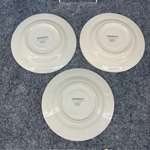 Aunt Rhody Blue Bow Country Goose Cup & Saucer Set of 3 Tienshan Stoneware - Picture 10 of 11